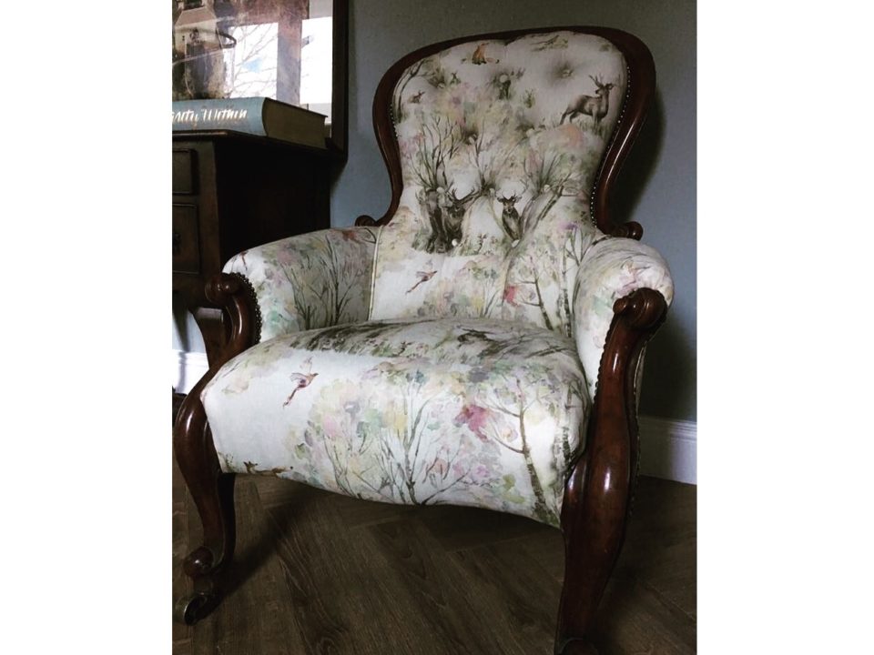 Antique chair reupholstered