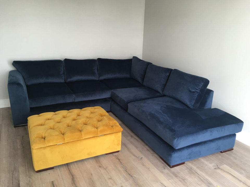 Navy corner sofa